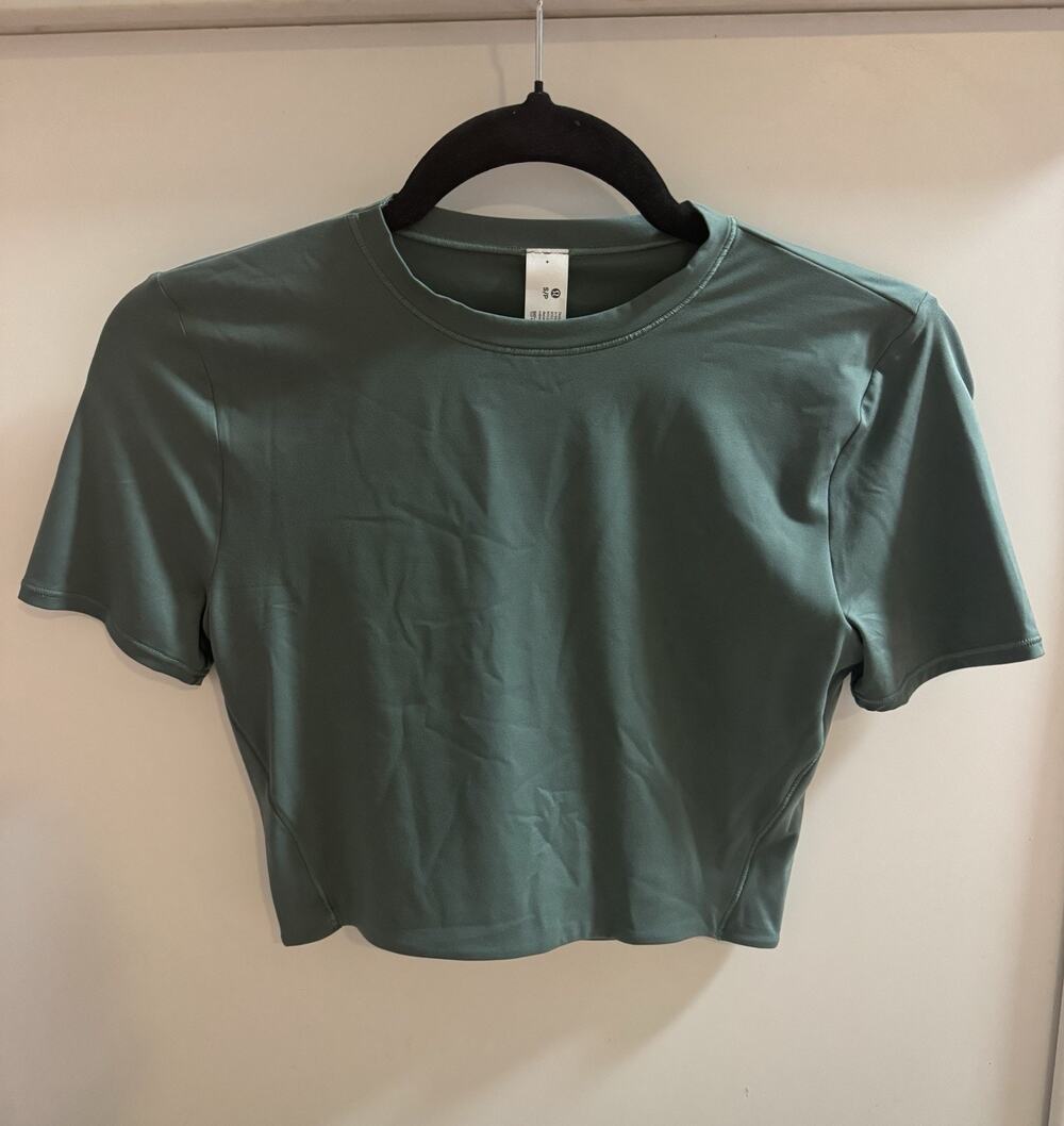 Lululemon Wundermost Ultra-Soft Nulu Cropped Crewneck T-Shirt Medium Forest - S